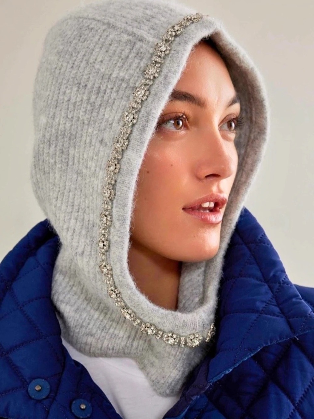 Anthropologie Maeve Beaded Knit Hood OS Bejeweled NEW NWT Winter